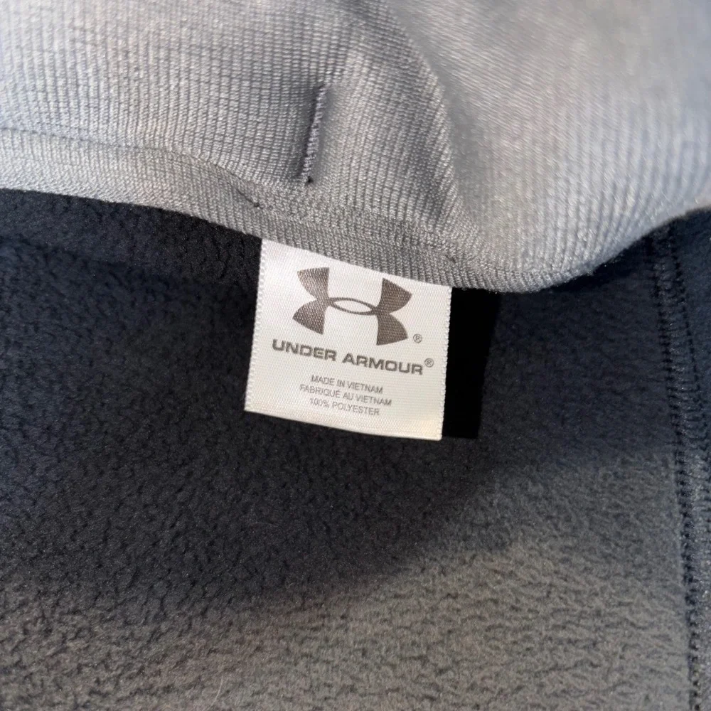 Under Armour Mens Full Zip Fleece Jacket Black Mock Neck Tactical Large